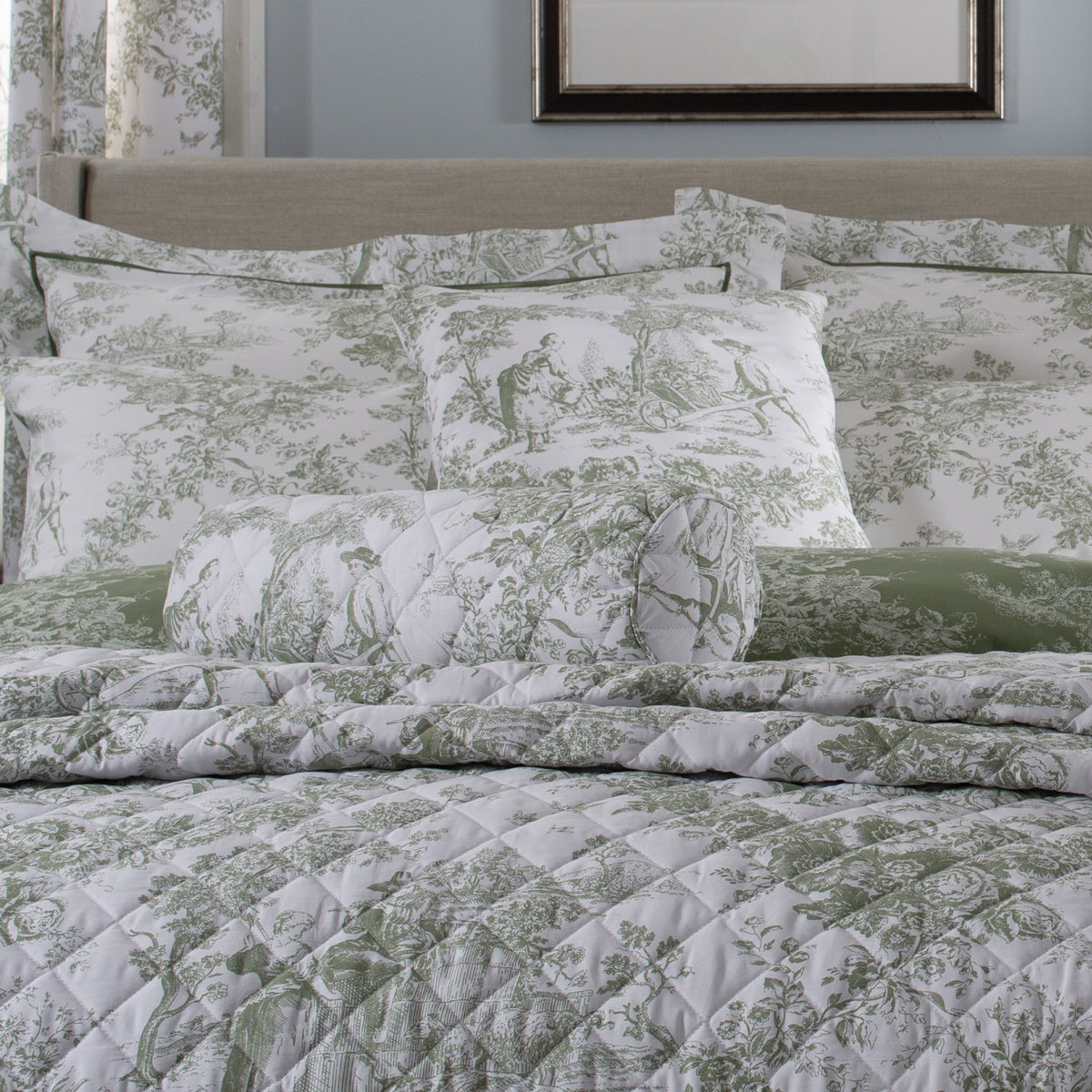 Toile De Jouy Bolster Cushion