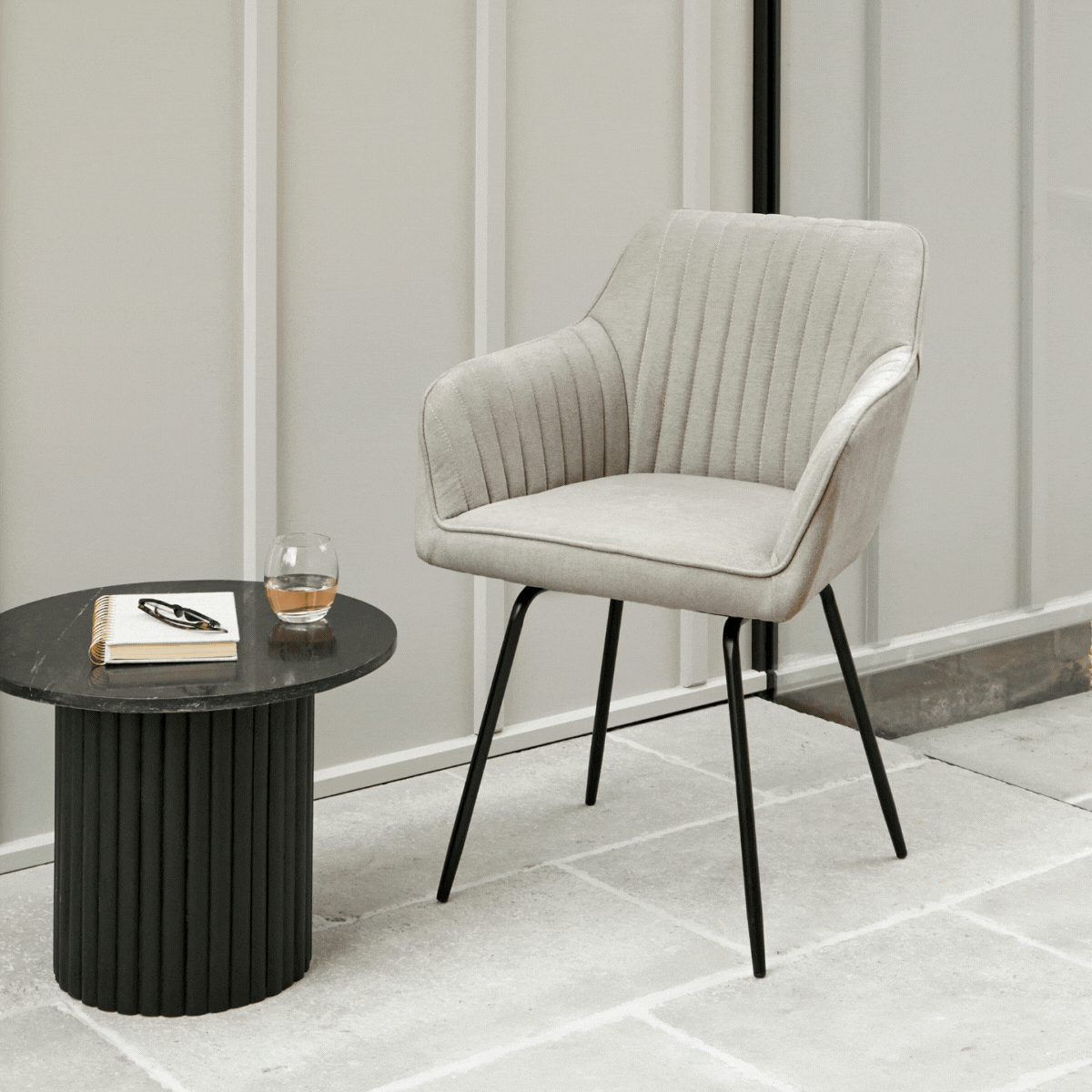 Darcy Office Swivel Chair - Soft Beige with Black legs