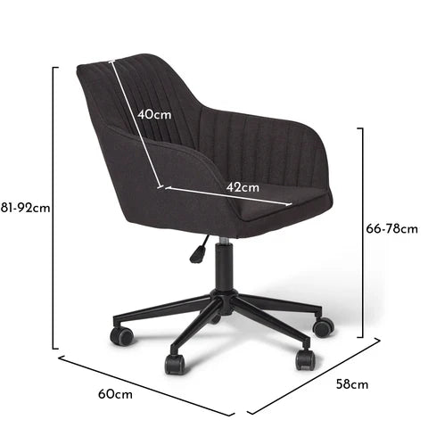 OUTLET - Anna Office Chair - Dark Grey with Black Legs