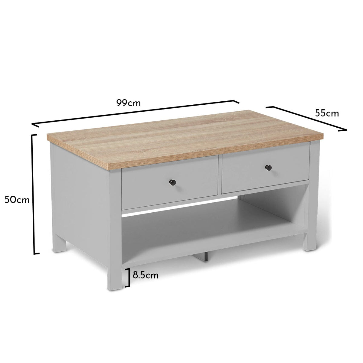 Bampton Stone Grey Coffee Table with Storage