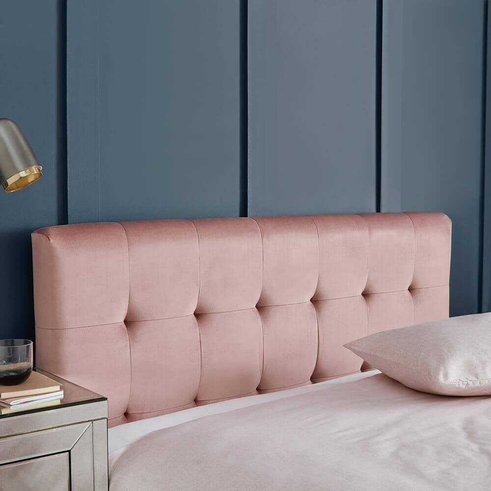 Outlet - Elle King Size Ottoman Bed - Pink Velvet
