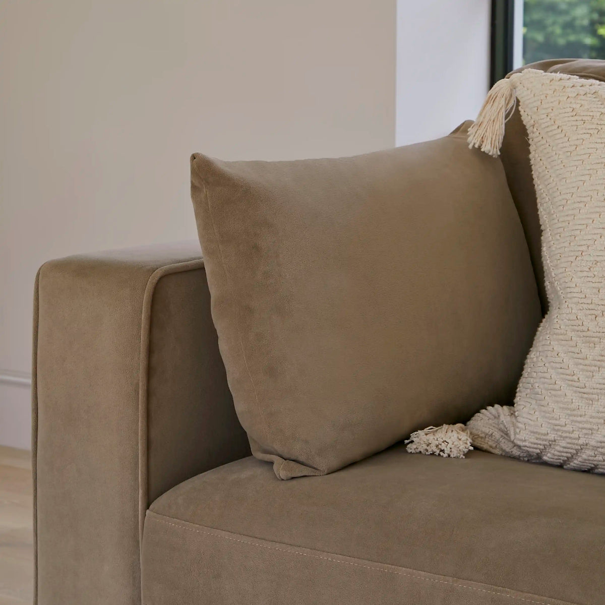 Emily 3 Seater Sofa - Driftwood with Dark Oak Legs