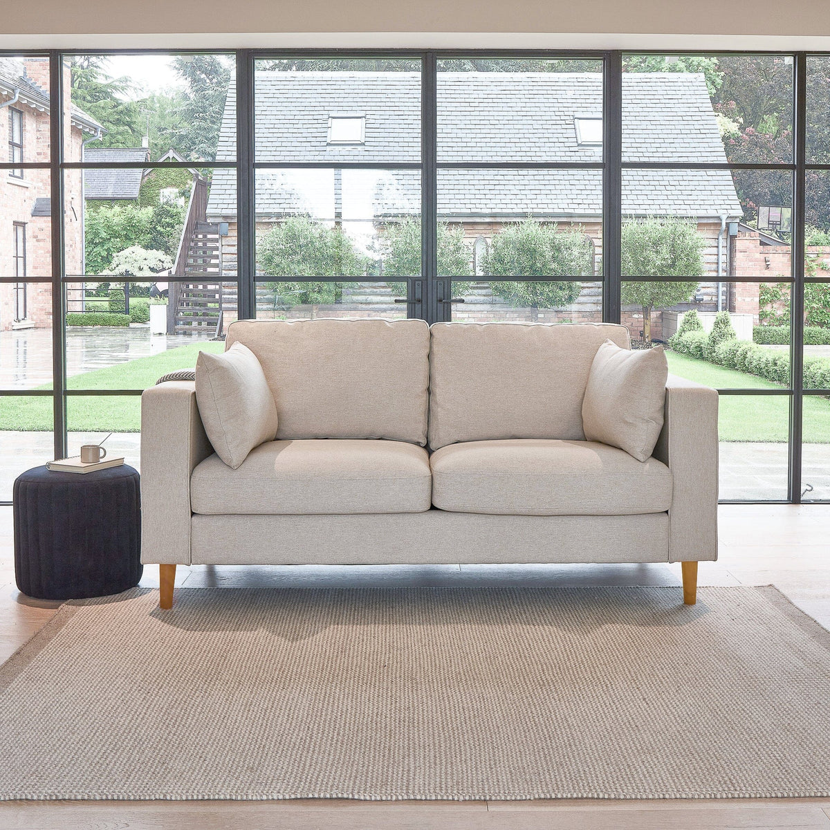 Emily 2 Seater Sofa - Sand with Pale Oak Legs
