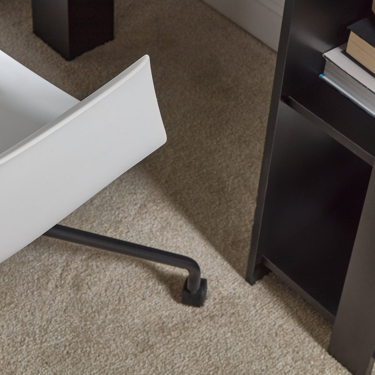 Logan Office Swivel Chair - White with Black Legs