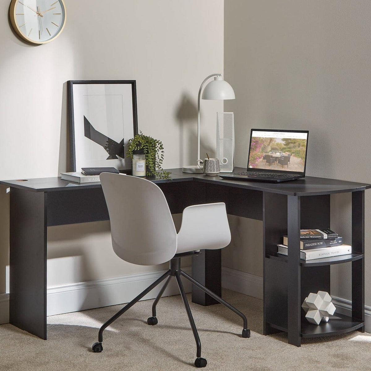 Logan Office Swivel Chair - White with Black Legs