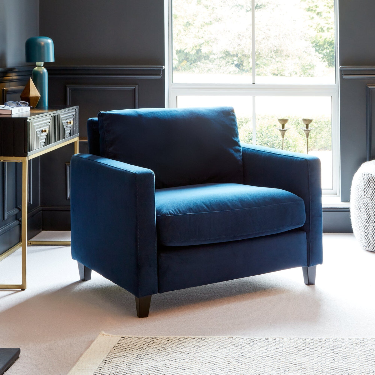 Ava Ink Armchair - Black Oak Legs