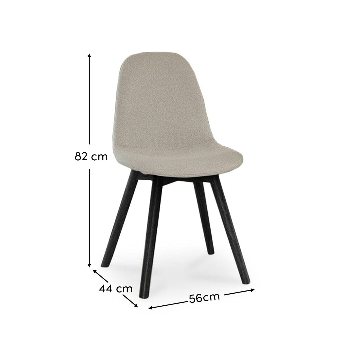 Ellis Light Beige Boucle Dining Chairs - Set of 2 - Black Oak Legs