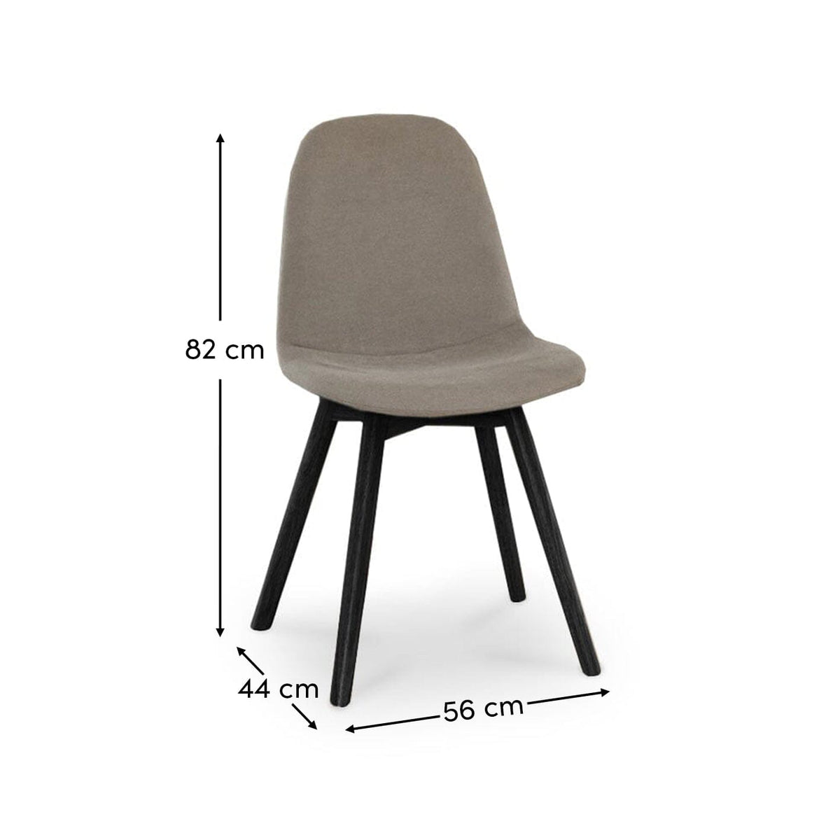 Ellis Soft Beige Dining Chairs - Set of 2 - Black Oak Legs