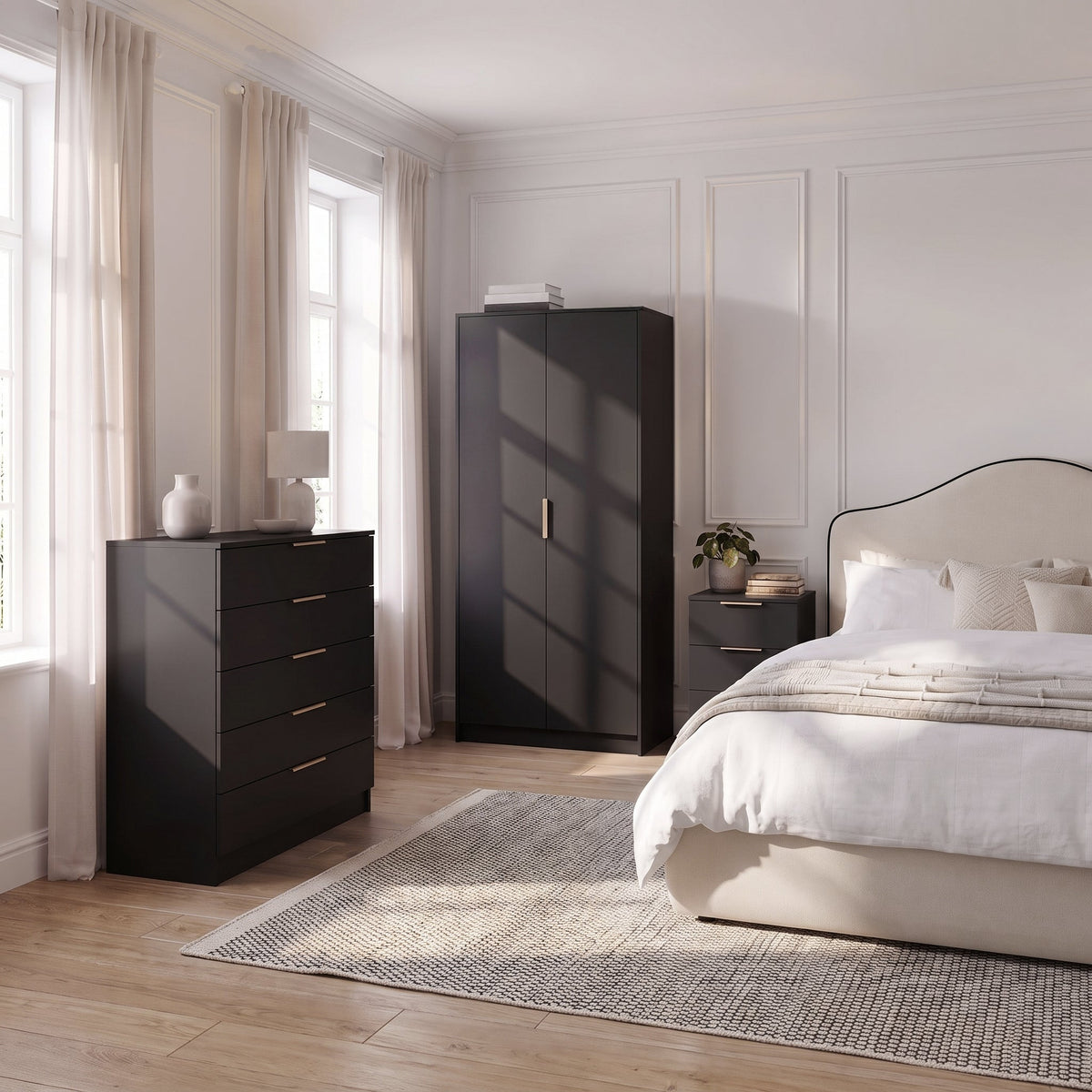Essie 5 Drawer Tall Chest of Drawers - Black