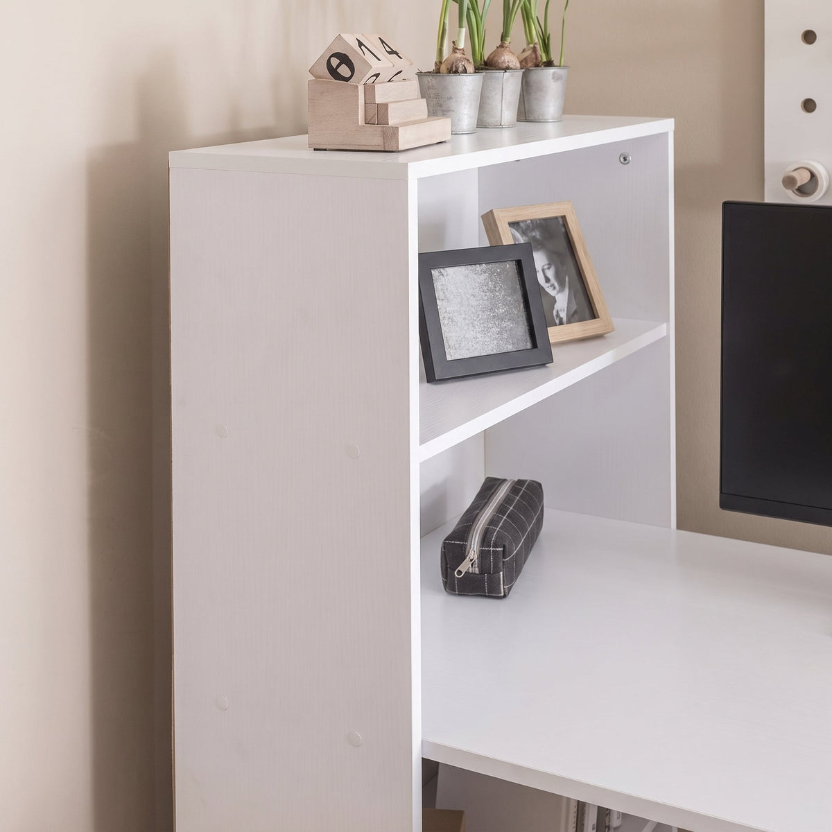 Essie Desk with Shelves - White