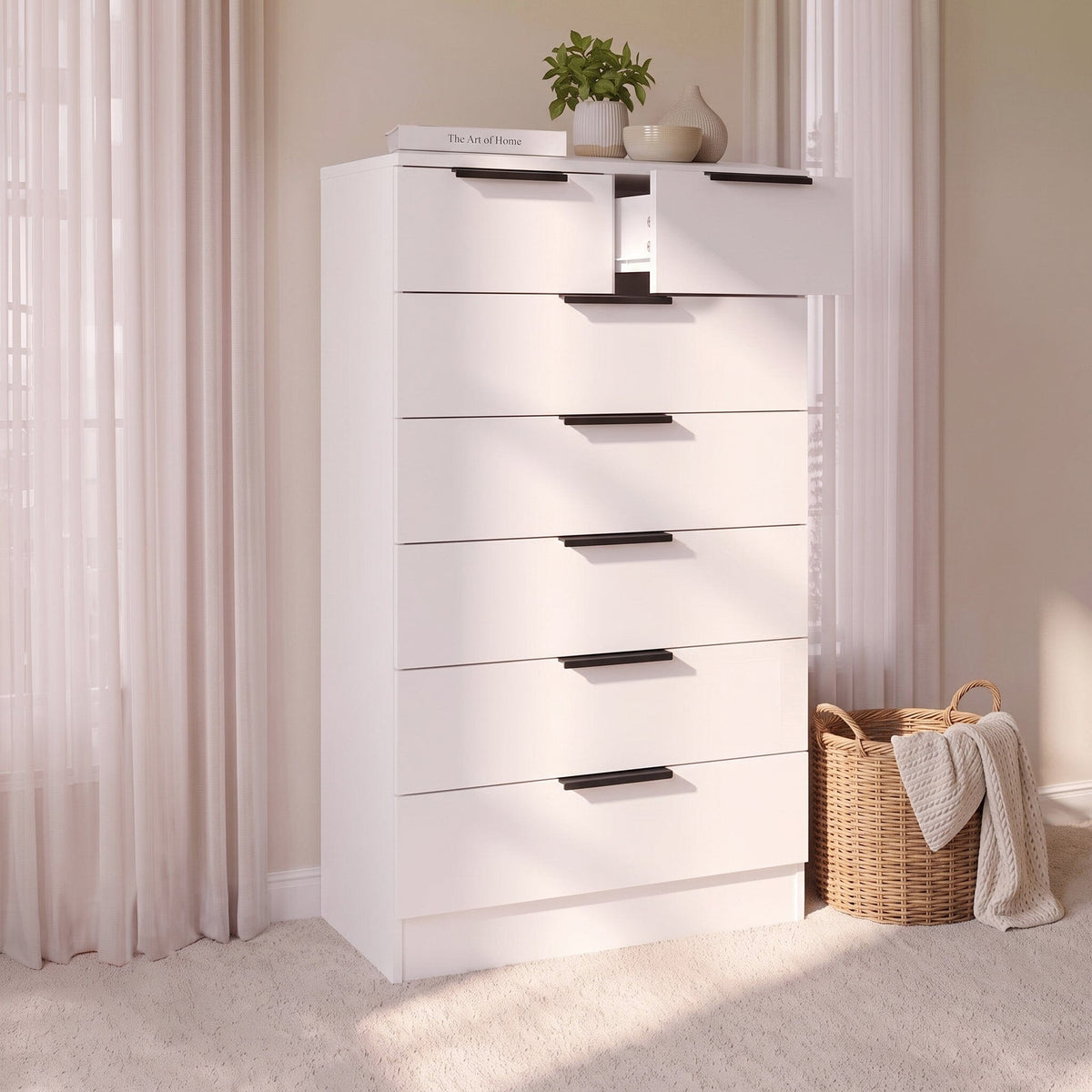 Essie Tall 7 Drawer Chest of Drawers - White