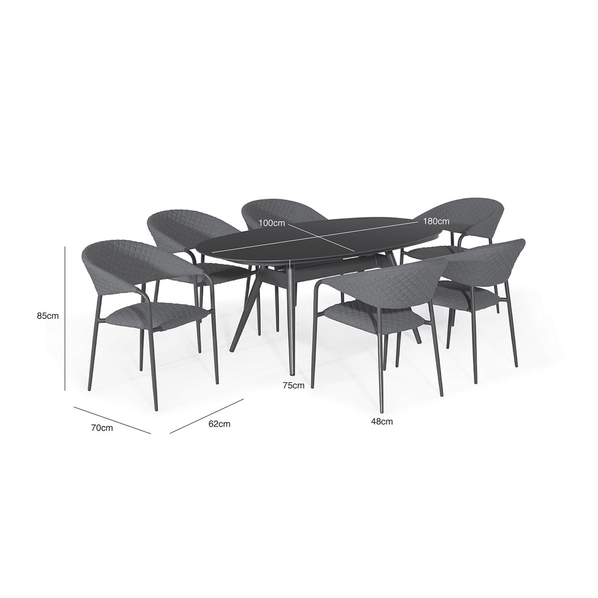 Maze Pebble 6 Seat Oval Dining Set