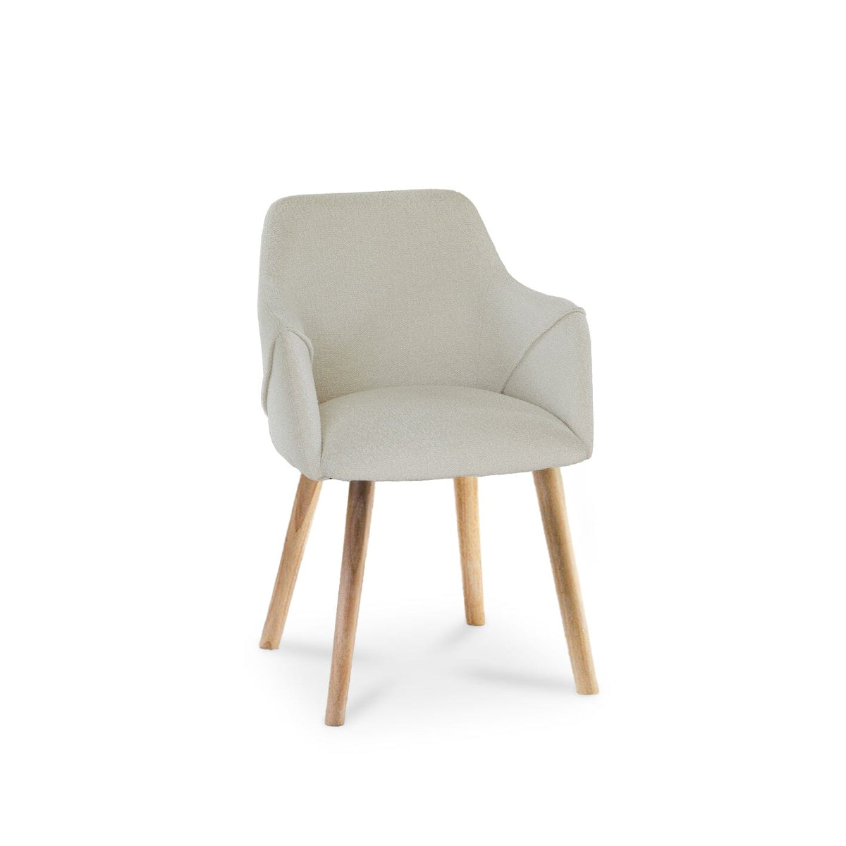 Amelia Whitewash Extendable Dining Table Set - 6 Seater - Freya Boucle Carver Chairs - Whitewash Legs