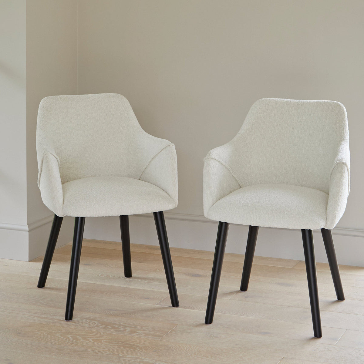 OUTLET - Freya Boucle Armchairs - Set of 2 - Black Oak Legs