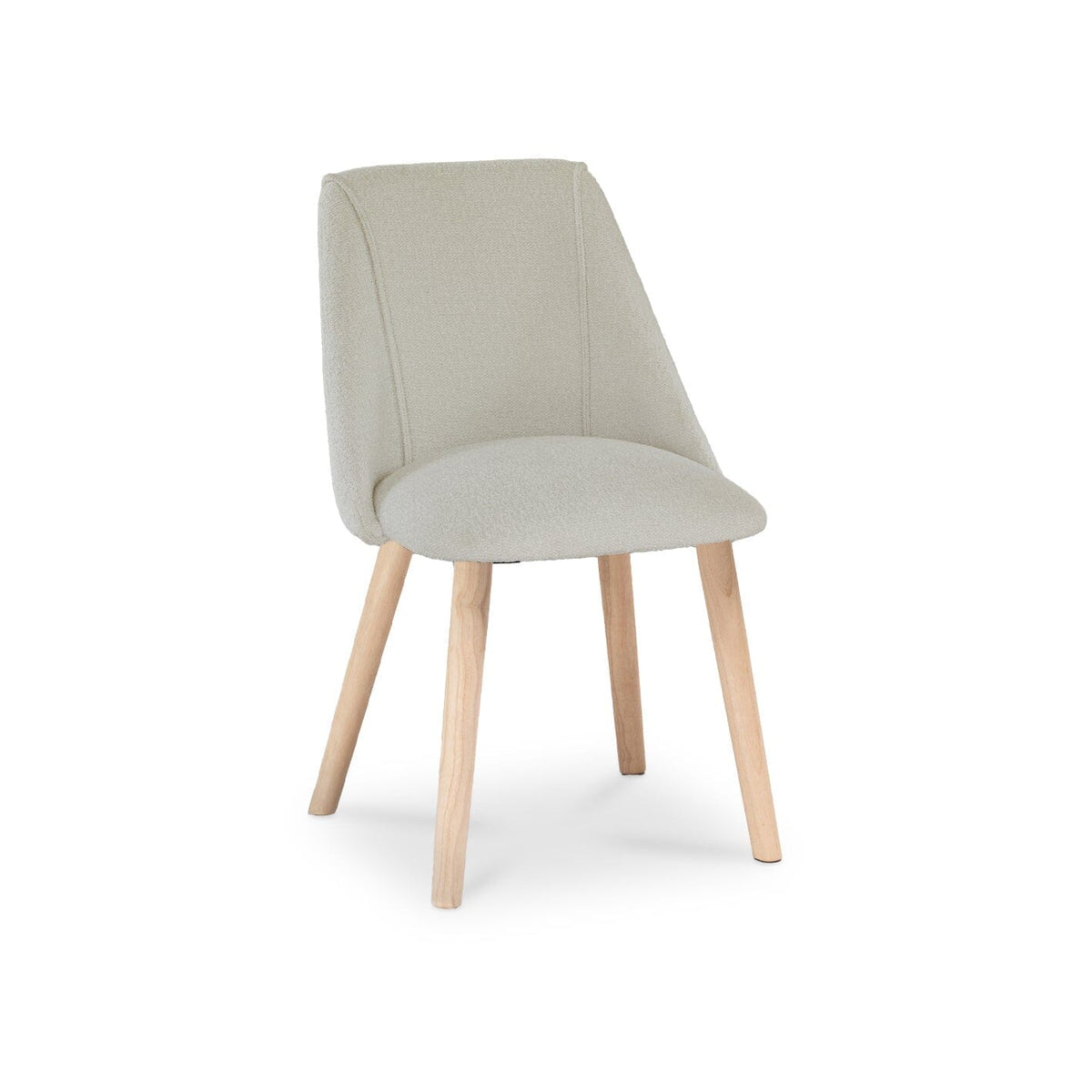 Amelia Whitewash Extendable Dining Table Set - 6 Seater - Freya Boucle Dining Chairs - Whitewash Legs