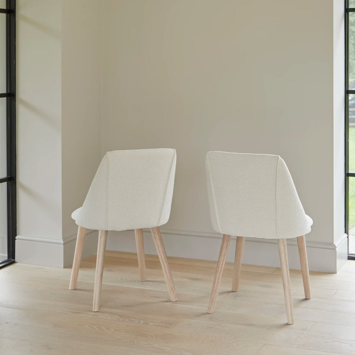 OUTLET - Freya Boucle Dining Chairs - Set of 2 - Whitewash Oak Legs