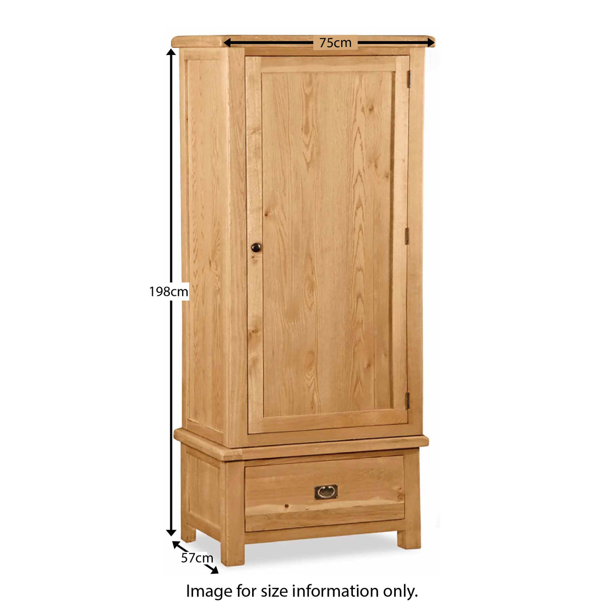 Zelah Oak Single Wardrobe with Drawer