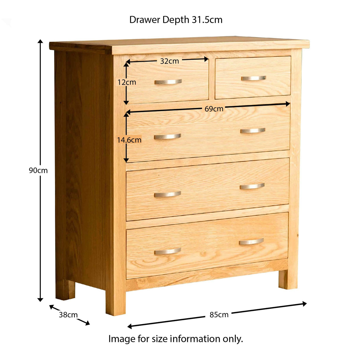 London Oak 2 over 3 Chest