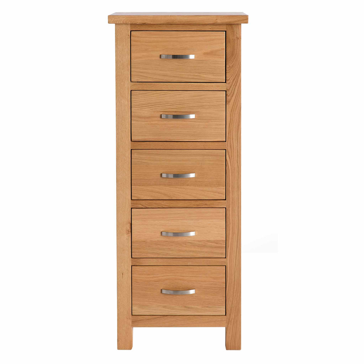 London Oak 5 Drawer Tallboy Chest