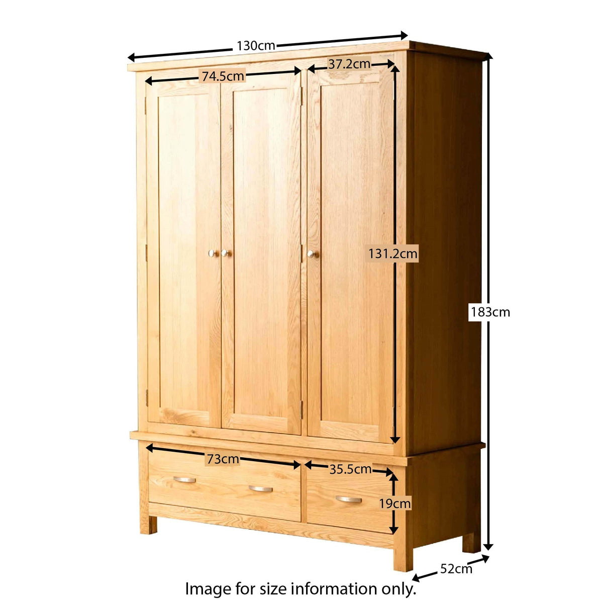 London Oak Triple Wardrobe & Drawers