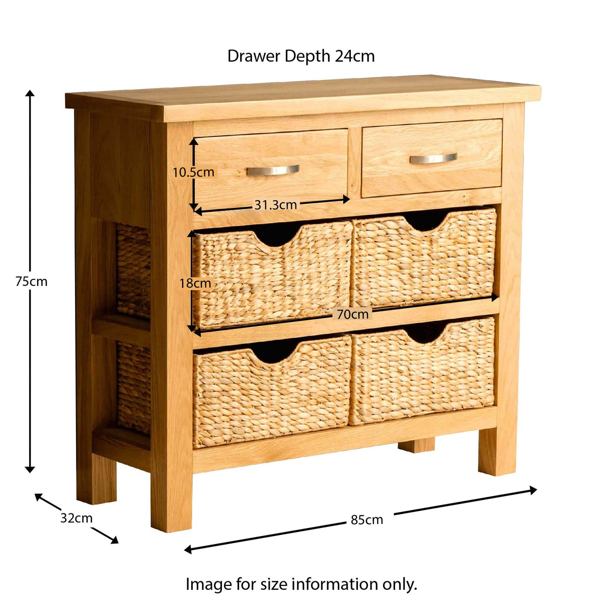 London Oak Console Table with Baskets