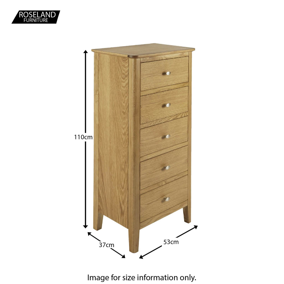 Alba Oak 5 Drawer Tallboy