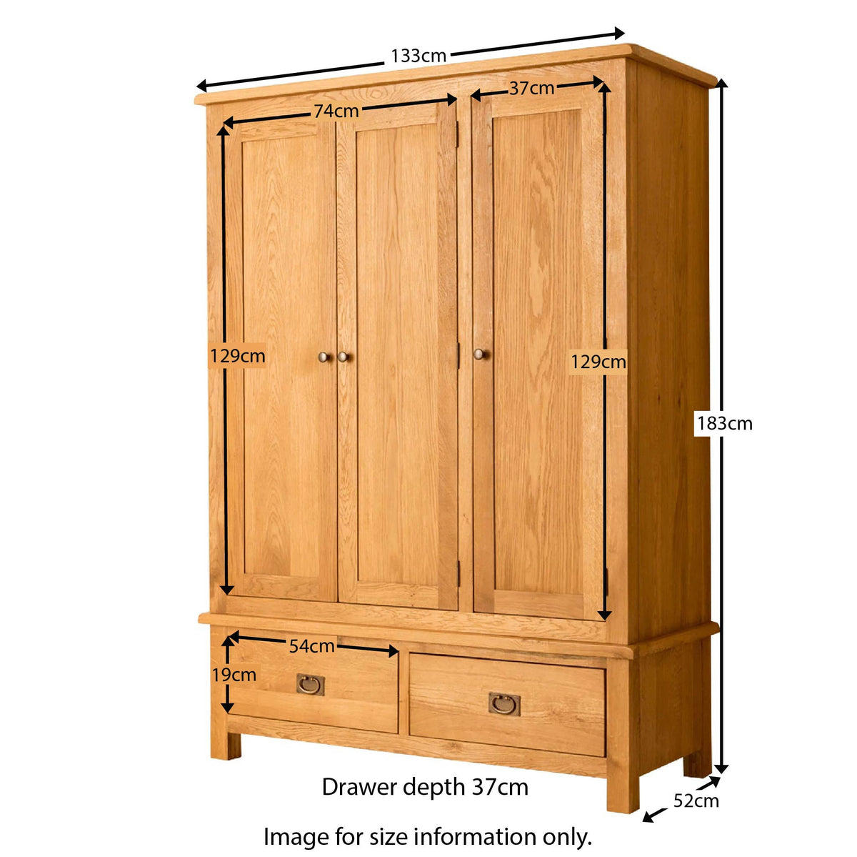 Lanner Oak Triple Wardrobe & Drawers