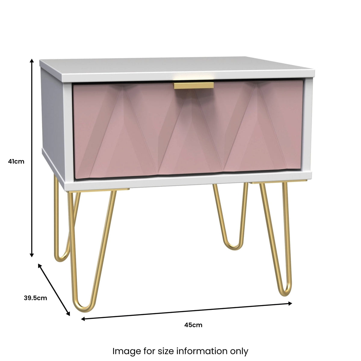 Geo 1 Drawer Bedside Table with Gold Hairpin Legs