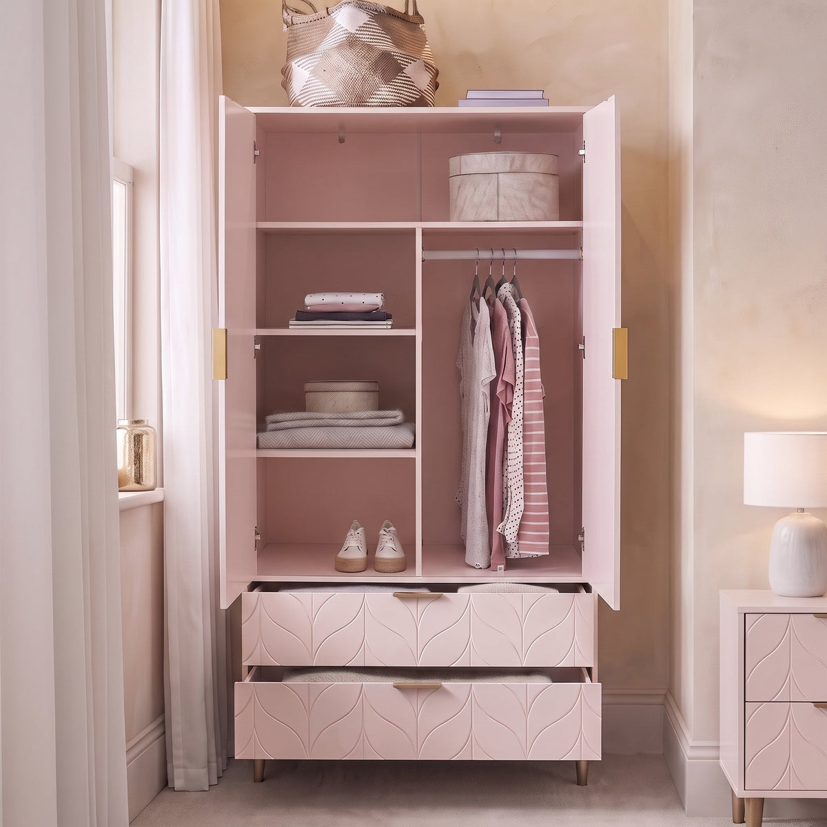 Gloria 3 Piece Bedroom Furniture Set - Blush Pink