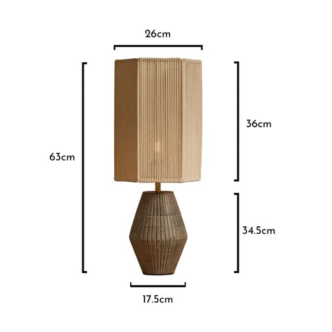 OUTLET - Haveri Mango Wood Table Lamp with Natural Shade - 63cm