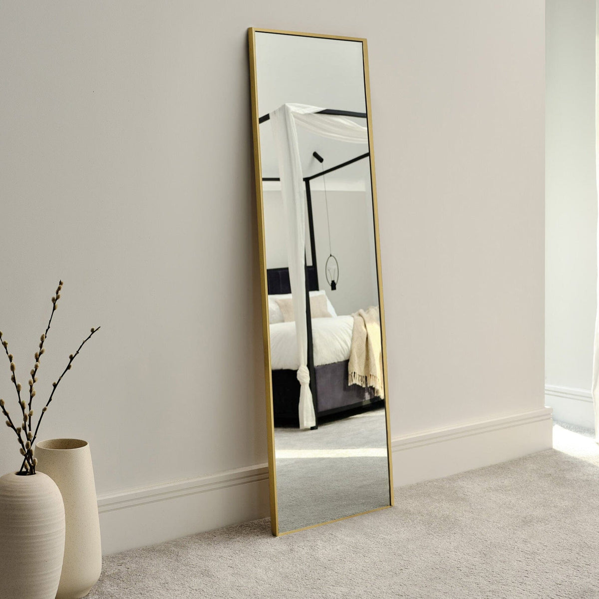 Hensall 140X40cm Metal Rectangular Mirror - Gold