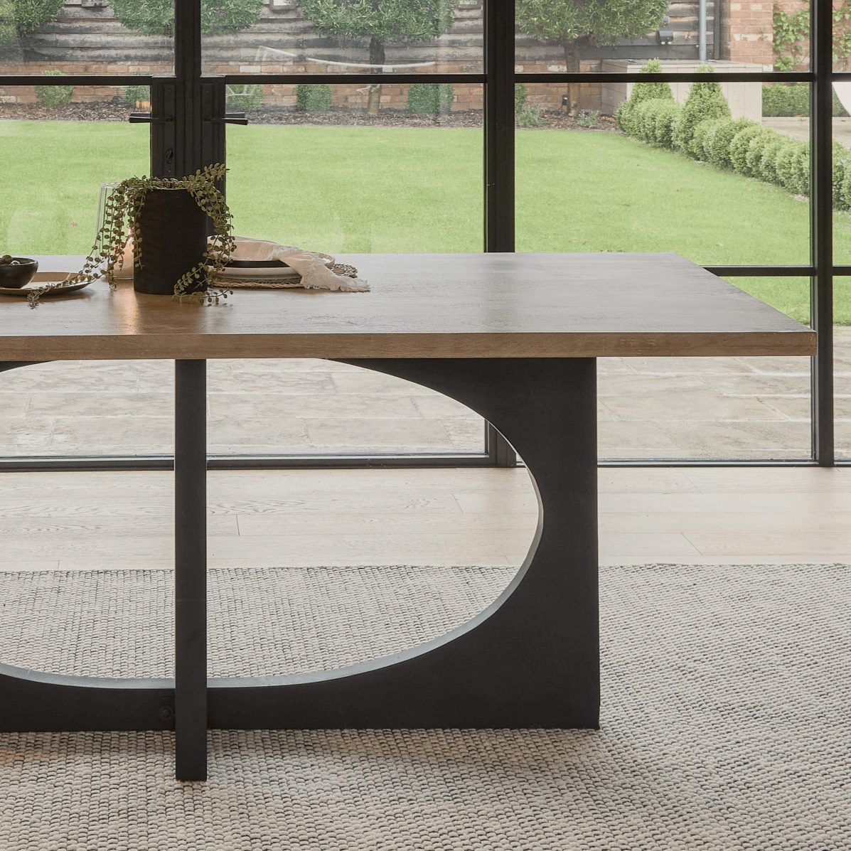 Jade Mango Wood Rectangular Dining Table Set - 6 Seater - Freya Fern Green Armchairs with Black Legs