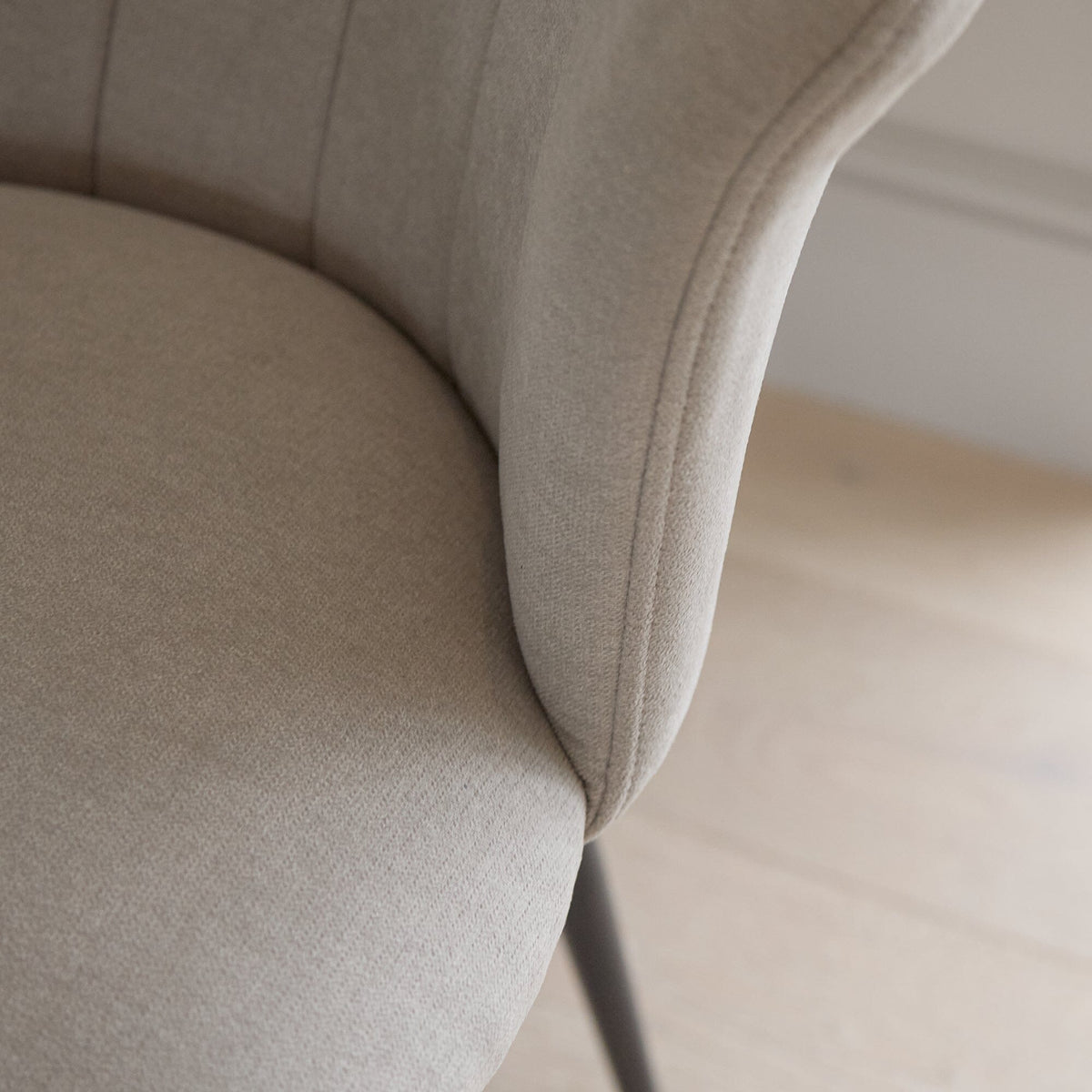 OUTLET - Cleo Soft Beige Dining Chairs - Set of 2 - Black Legs