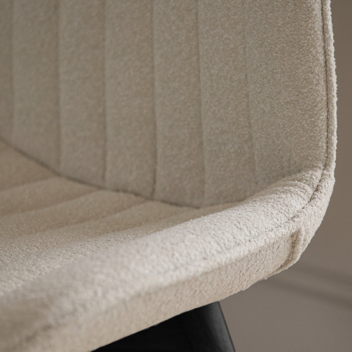 OUTLET - Bella Light Beige Boucle Dining Chairs - Set of 2 - Black Oak Legs