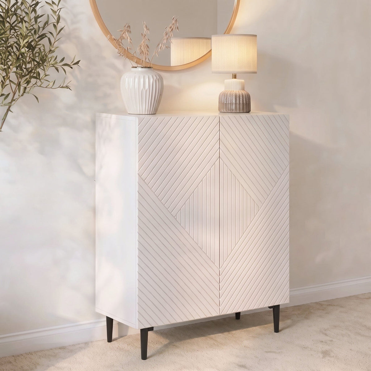 Jack 2 Door Small Sideboard - Geometric White