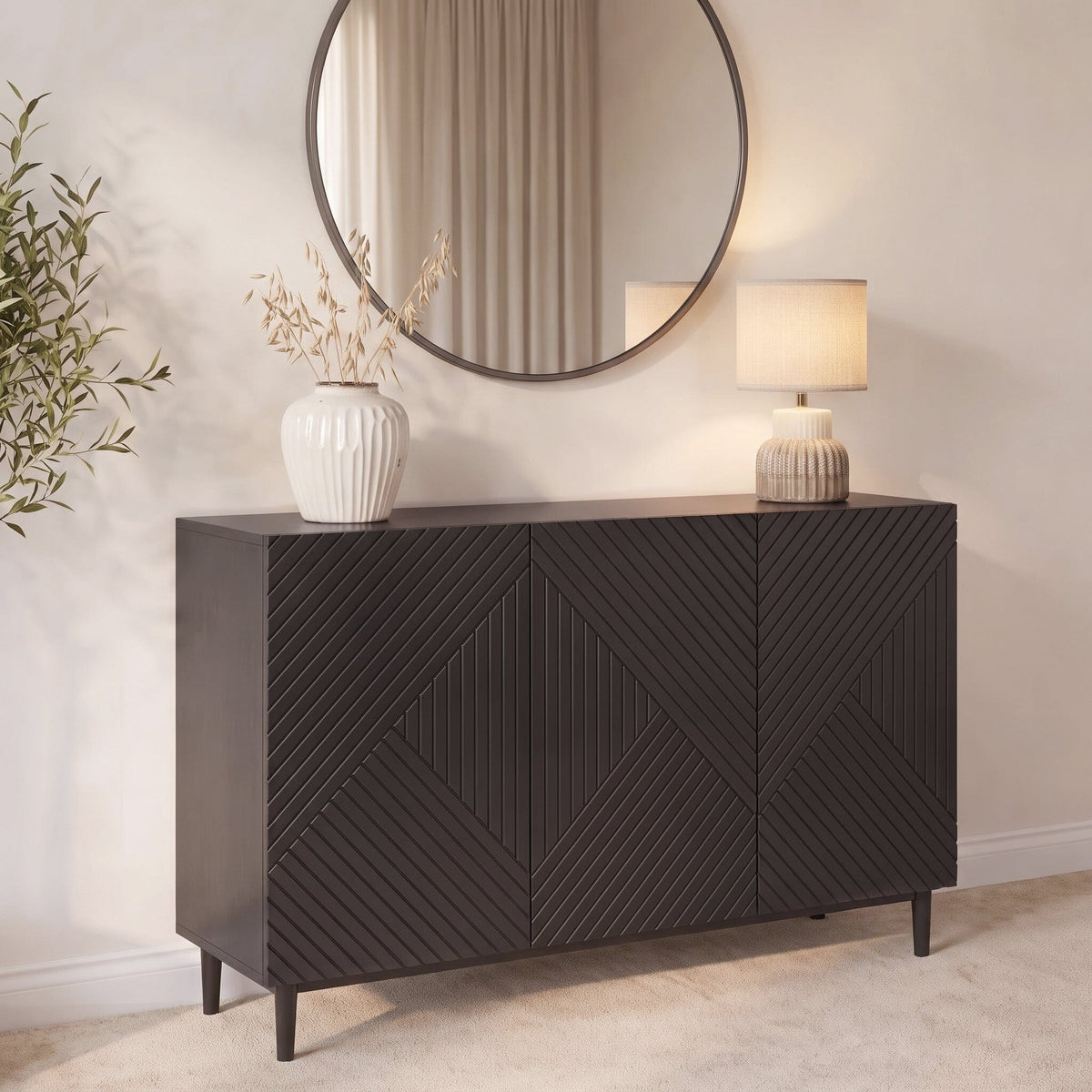 Jack 3 Door Large Sideboard - Geometric Black