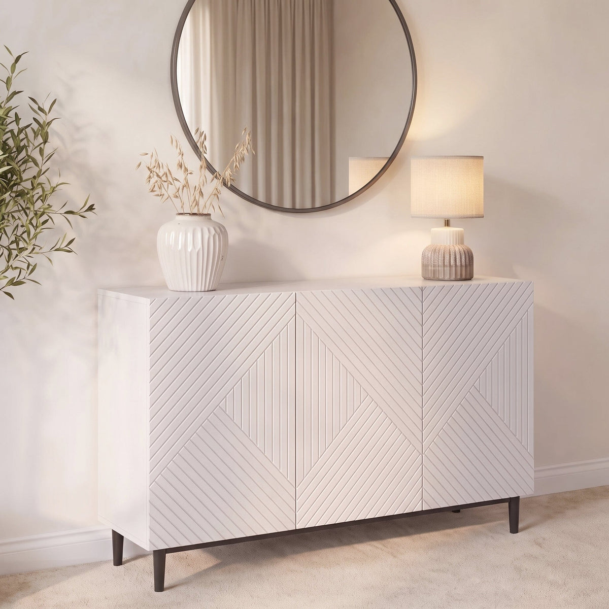 Jack 3 Door Large Sideboard - Geometric White