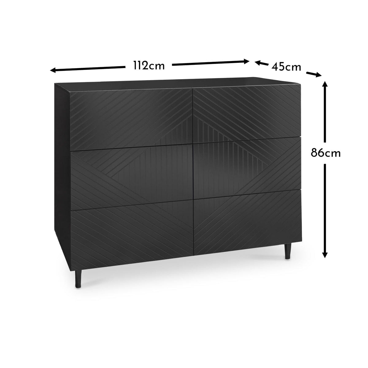 Jack 6 Drawers Chest of Drawers - Black