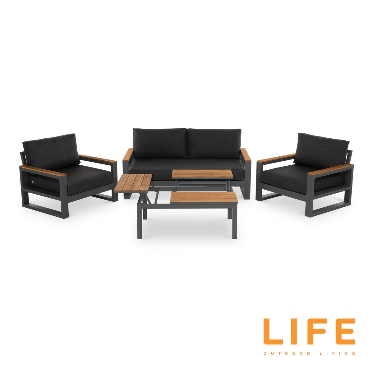 LIFE Soho Lounge Set with Teak Lift Up Coffee Table