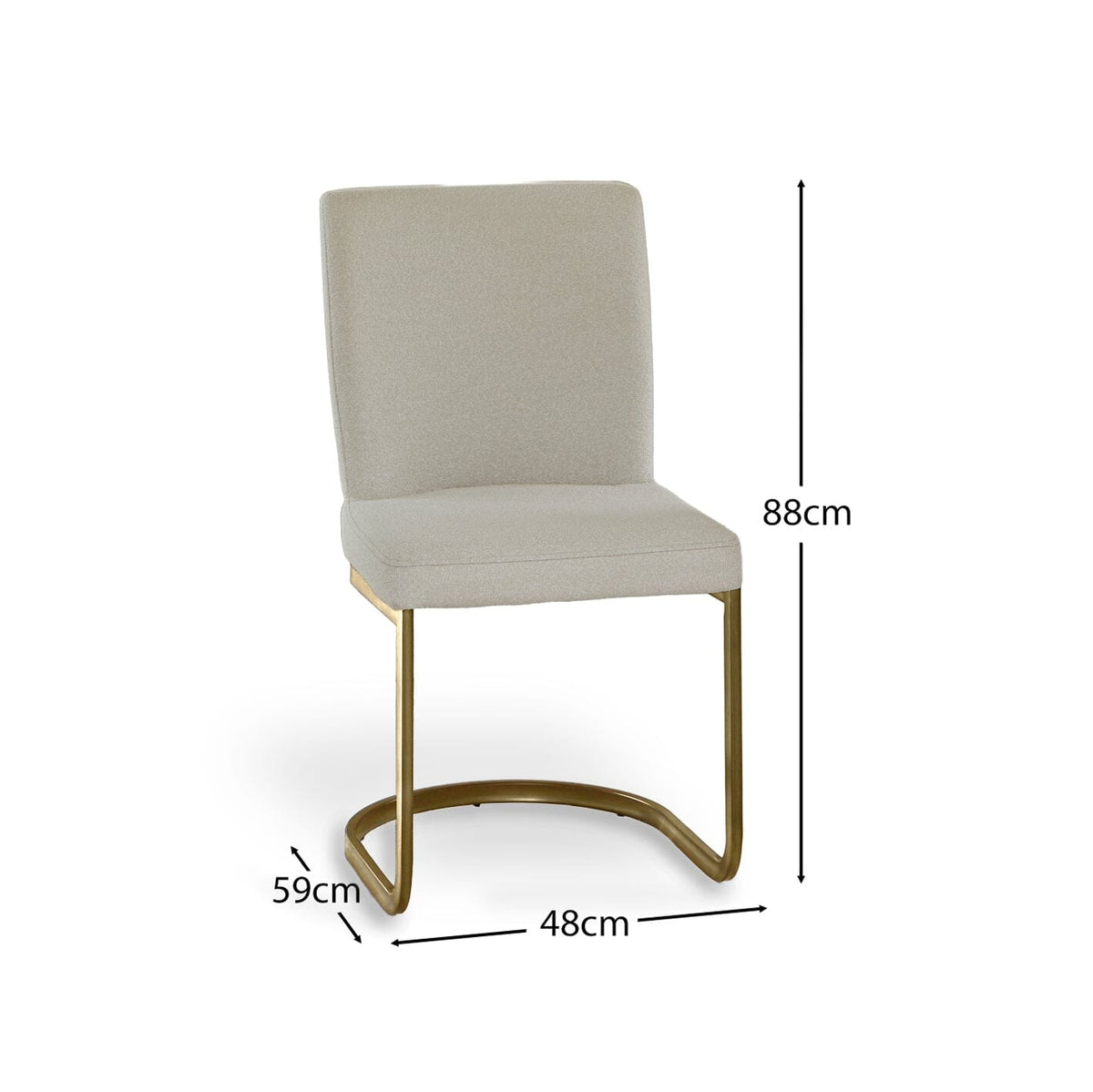 OUTLET - Lola Light Beige Boucle Dining Chairs - Set of 2 - Gold Legs