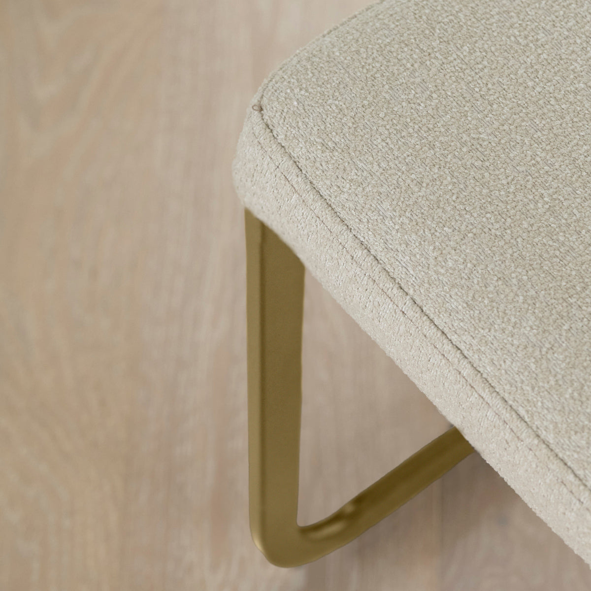 OUTLET - Lola Light Beige Boucle Dining Chairs - Set of 2 - Gold Legs
