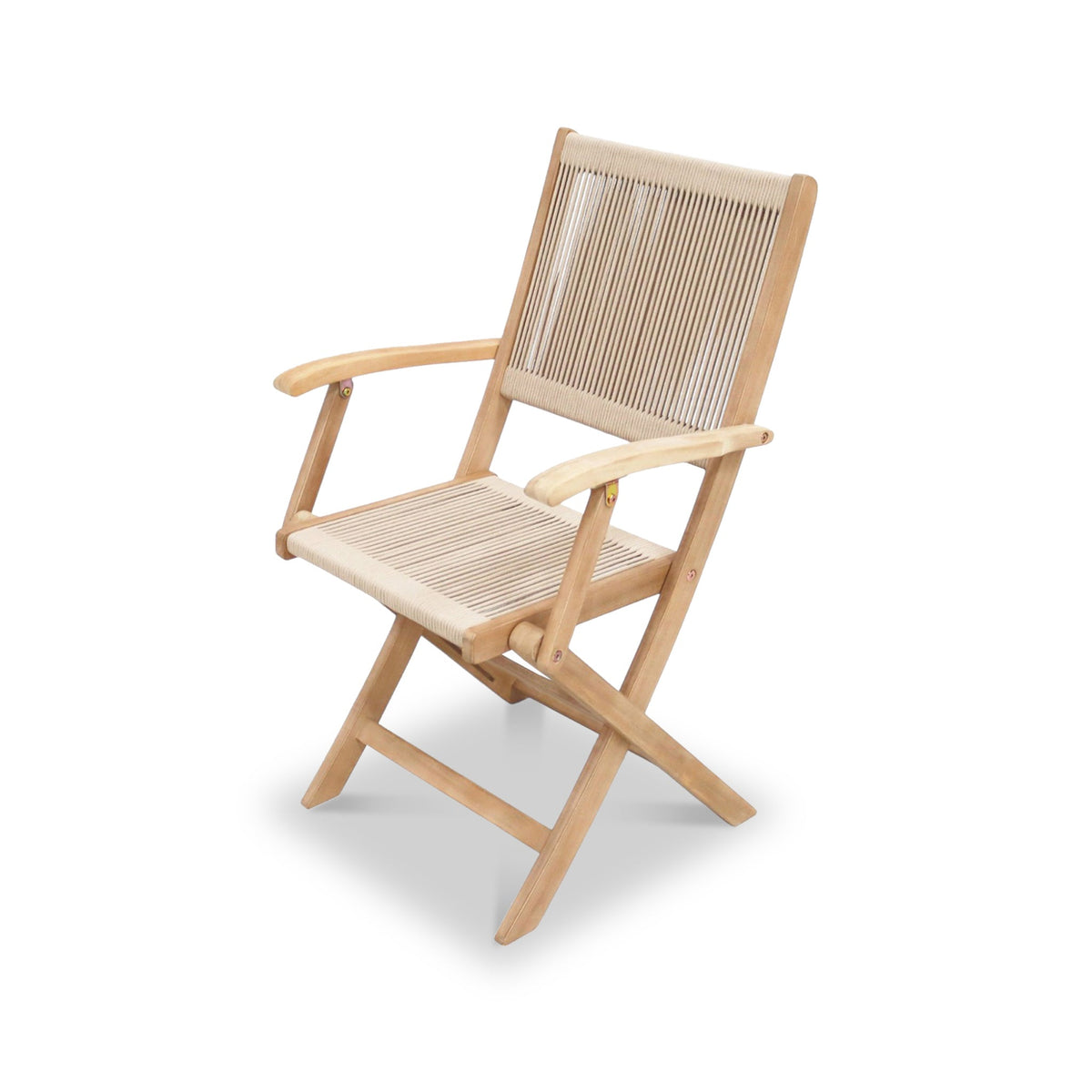 London FSC Acacia 4 Seater Square Folding Bistro Set with London Rope Folding Armchairs