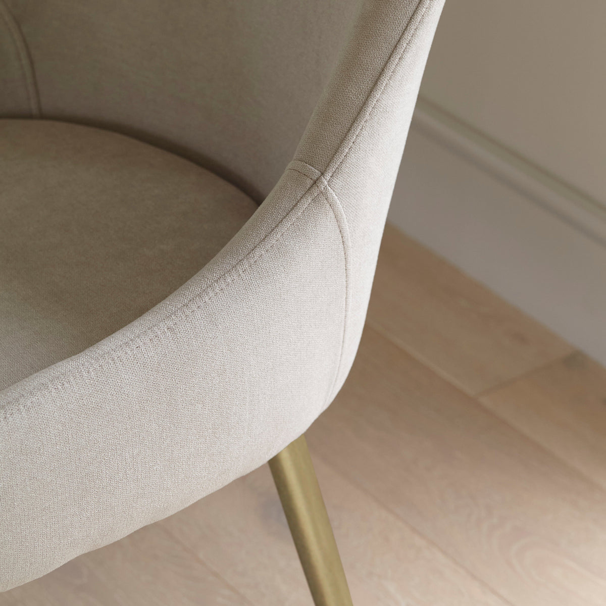 Maeve Soft Beige Dining Chairs - Set of 2 - Gold Legs