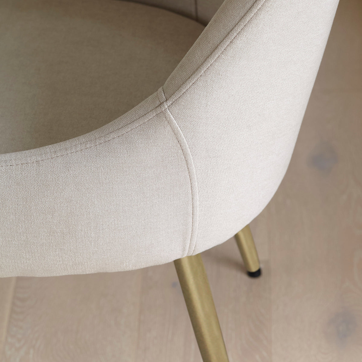 Maeve Soft Beige Dining Chairs - Set of 2 - Gold Legs