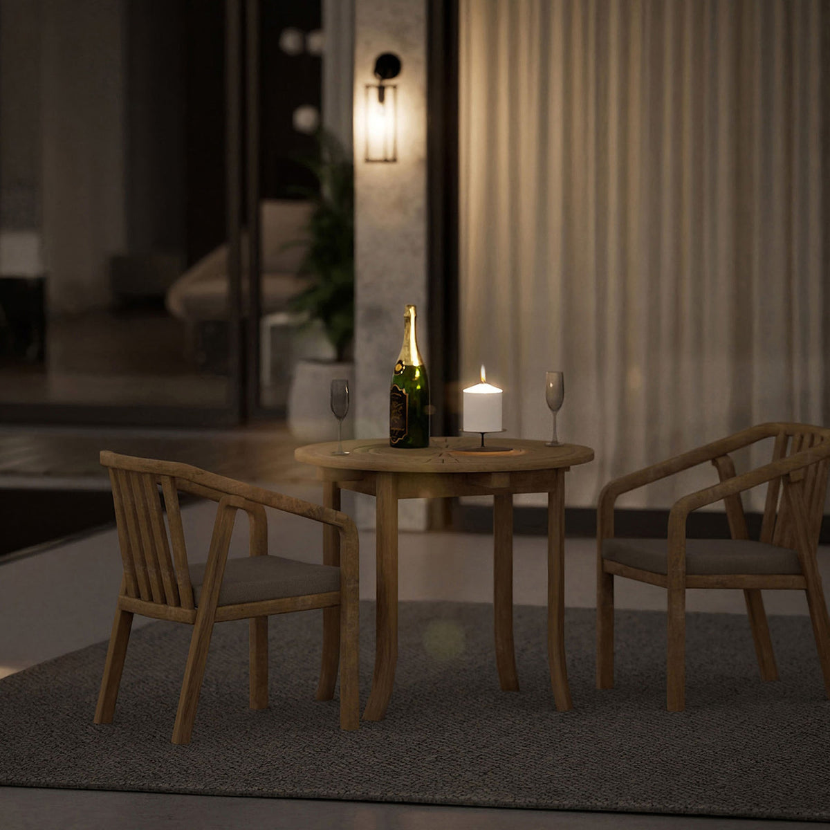 Maris 2 Seater Round Bistro Set with Riven Chairs