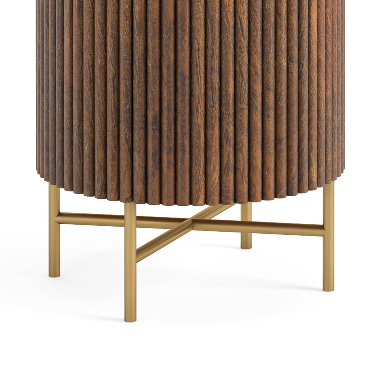 Milo Mango & Marble Round Fluted Bedside Table