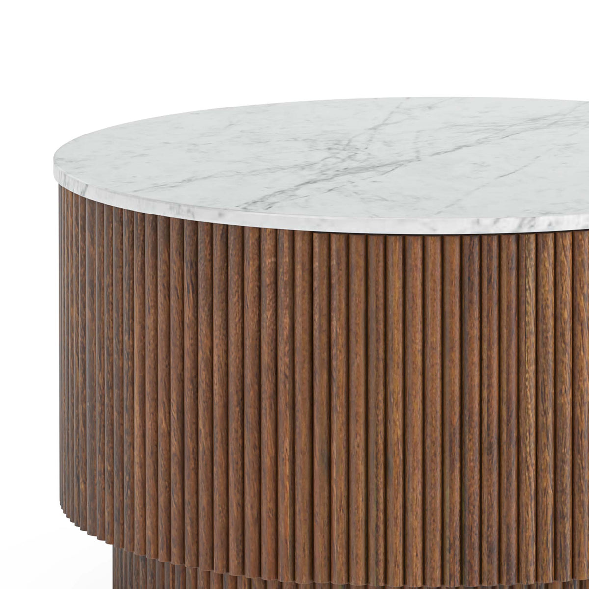 Milo Mango & Marble Round Fluted Coffee Table