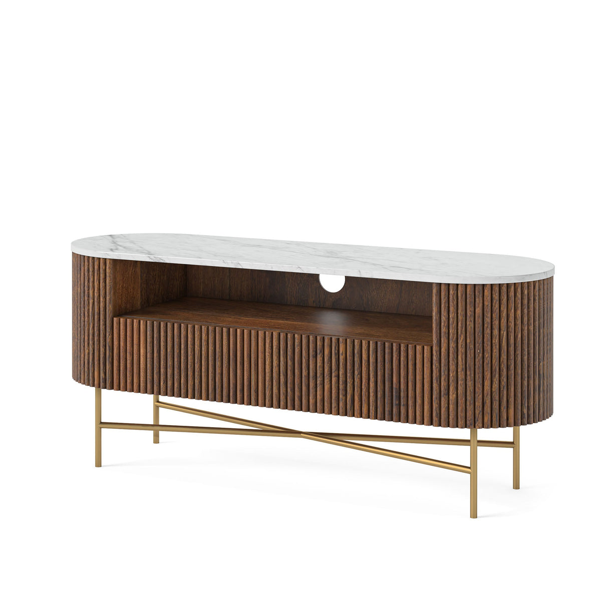 Milo Mango & Marble Fluted TV Media Unit