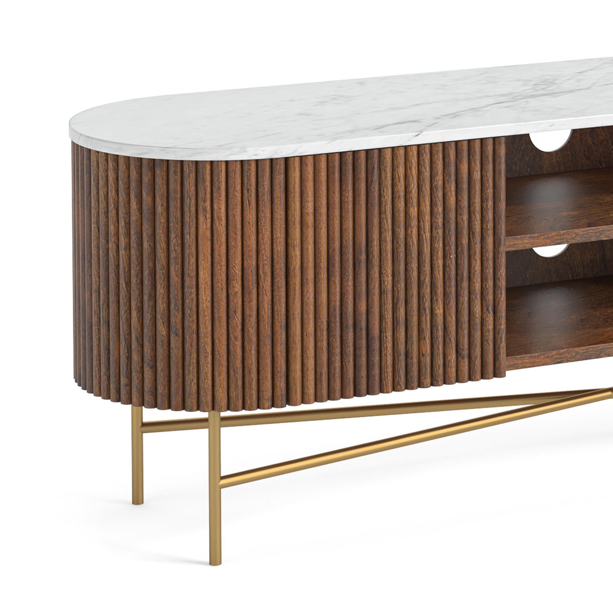 Milo Mango & Marble Fluted Wide TV Media Unit