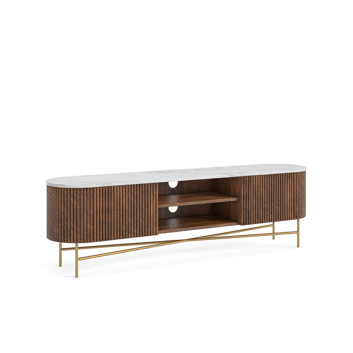 Milo Mango & Marble Fluted Extra Large TV Media Unit